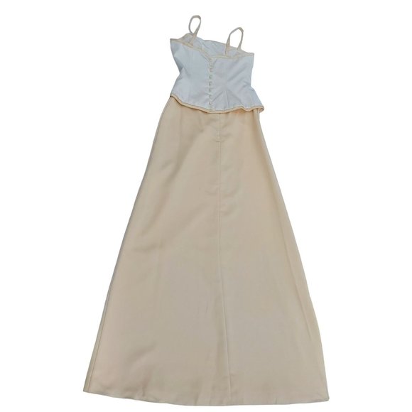 Vintage Watters and Watters Two-Piece White/Yellow 90s/Y2K Bridesmaid Dress Sz 2 - Picture 8 of 13